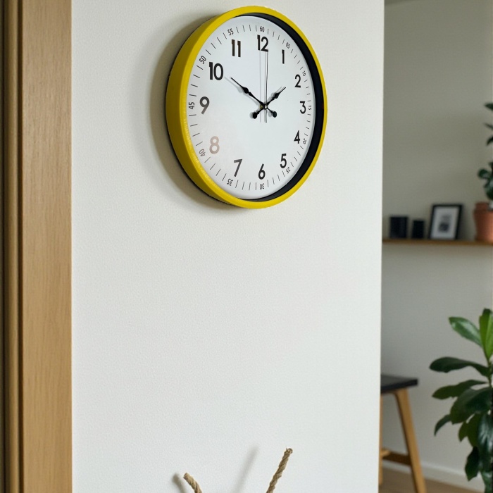 ® Yeni Ürün 36 Cm Sarı Dekoratif Duvar Saati