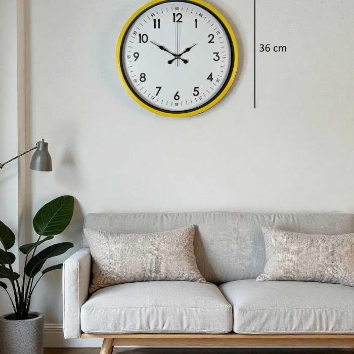® Yeni Ürün 36 Cm Sarı Dekoratif Duvar Saati