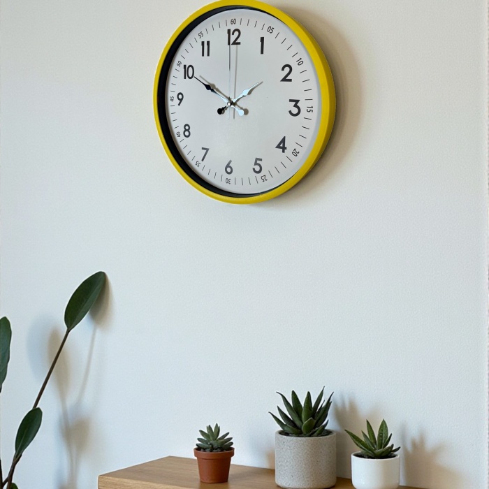 ® Yeni Ürün 36 Cm Sarı Dekoratif Duvar Saati