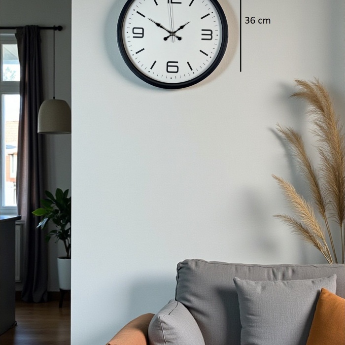 ® Yeni Ürün 36 Cm Siyah Dekoratif Duvar Saati