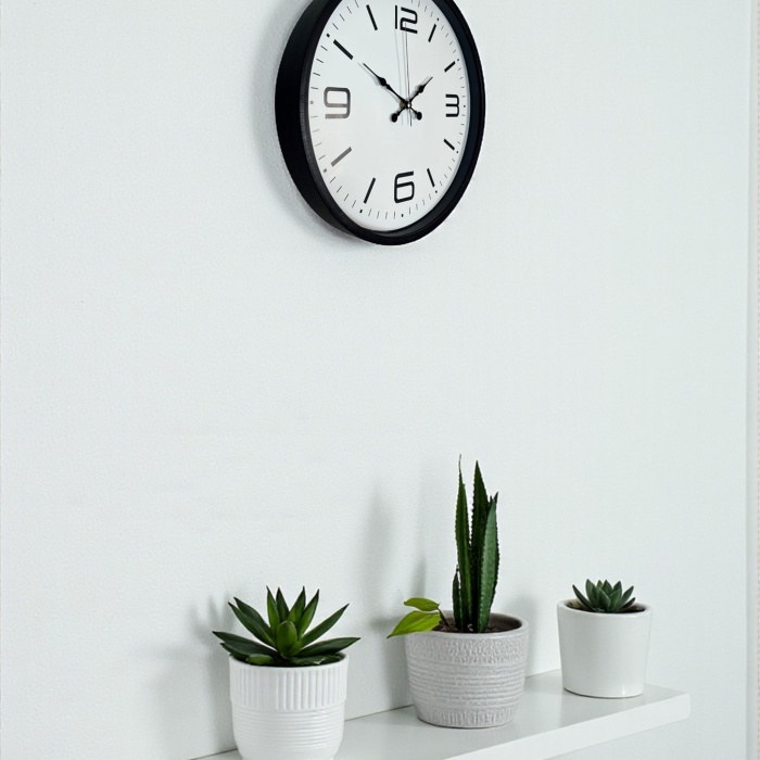 ® Yeni Ürün 36 Cm Siyah Dekoratif Duvar Saati