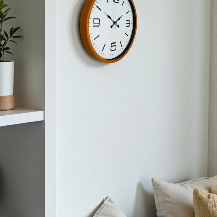 ® Yeni Ürün 36 Cm Turuncu Dekoratif Duvar Saati