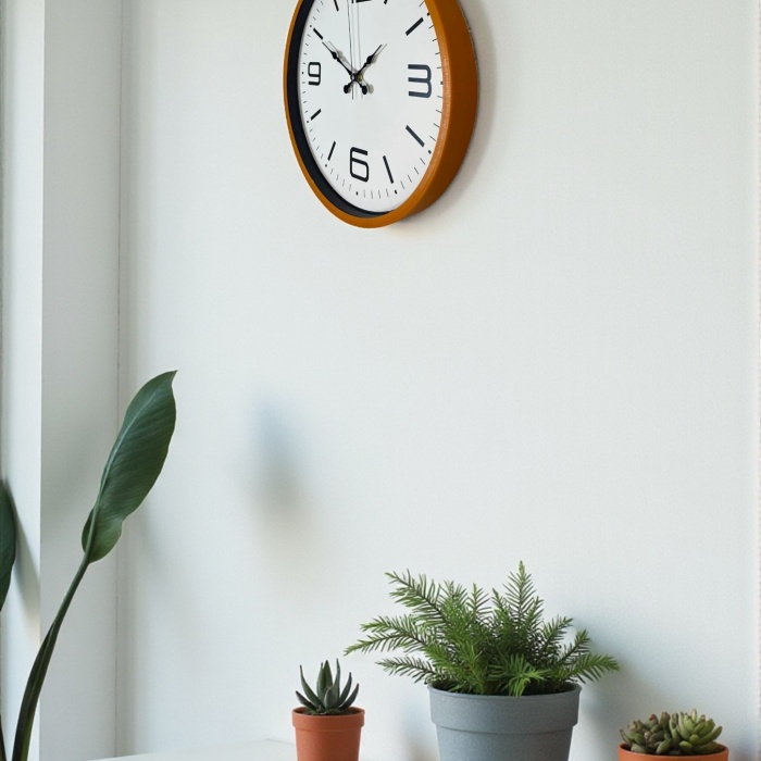 ® Yeni Ürün 36 Cm Turuncu Dekoratif Duvar Saati