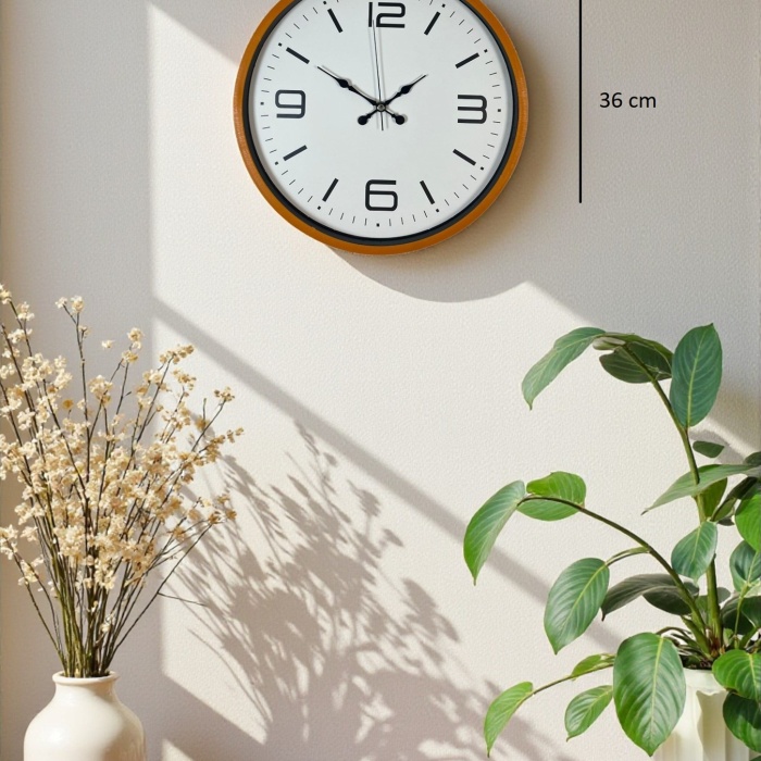 ® Yeni Ürün 36 Cm Turuncu Dekoratif Duvar Saati