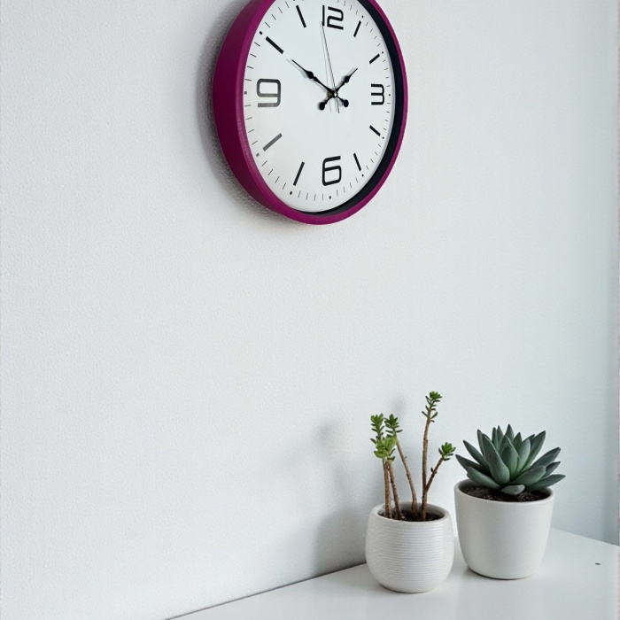 ® Yeni Ürün 36 Cm Pembe Modern Duvar Saati