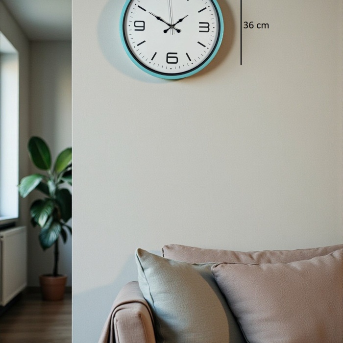 ® Yeni Ürün 36 Cm Turkuaz Dekoratif Duvar Saati