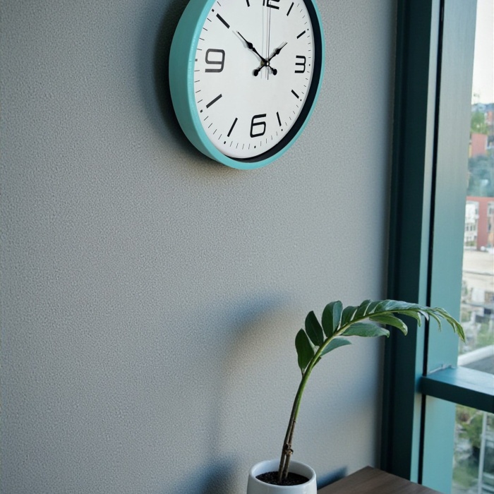 ® Yeni Ürün 36 Cm Turkuaz Dekoratif Duvar Saati