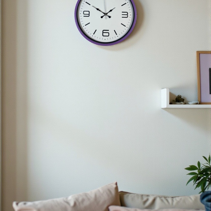 ® Yeni Ürün 36 Cm Mor Dekoratif Duvar Saati