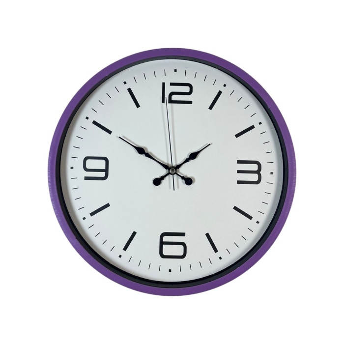 ® Yeni Ürün 36 Cm Mor Dekoratif Duvar Saati