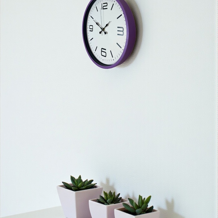 ® Yeni Ürün 36 Cm Mor Dekoratif Duvar Saati