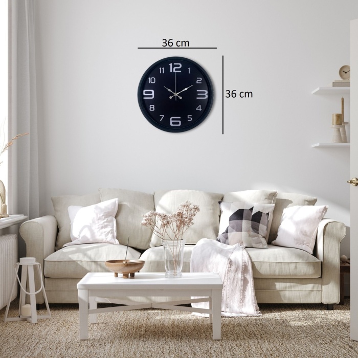 Siyah Modern 36 Cm Duvar Saati