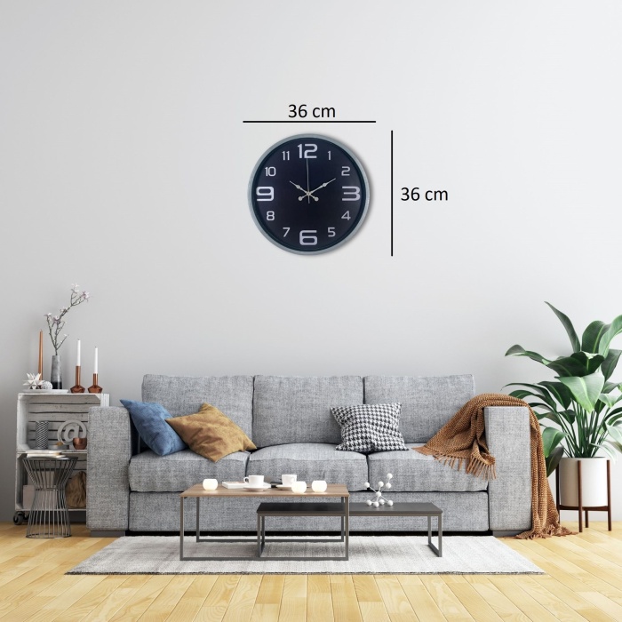 36 Cm Gri Dekoratif Duvar Saati