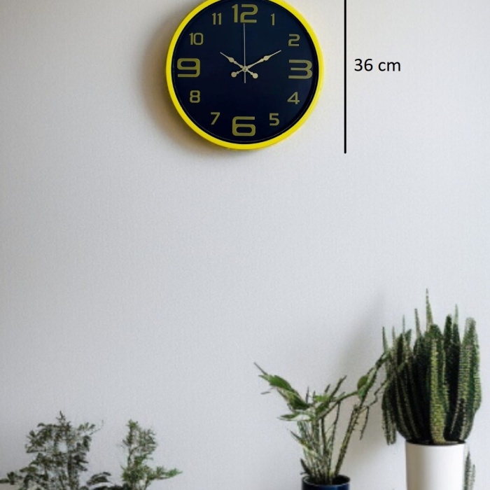 ® Yeni Ürün 36 Cm Sarı Gold Rakamlı Duvar Saati