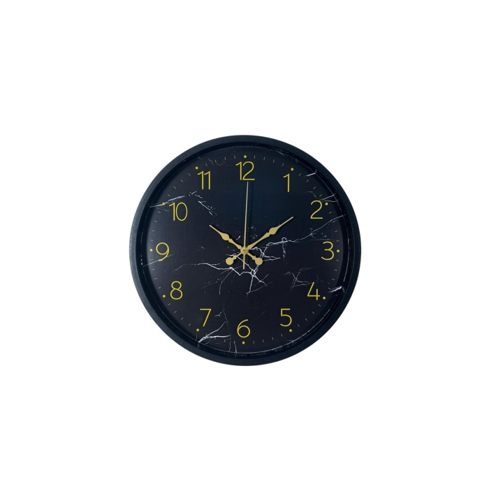 Siyah Mermer Desenli Görünümlü 36 Cm Duvar Saati