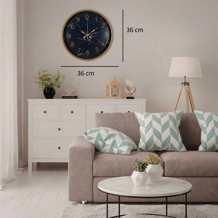 Kahverengi Mermer Desenli 36 Cm Duvar Saati