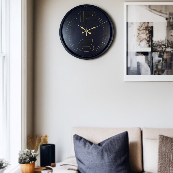 ® Yeni Ürün 36 Cm Siyah Dekoratif Duvar Saati