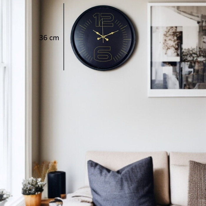 ® Yeni Ürün 36 Cm Siyah Dekoratif Duvar Saati