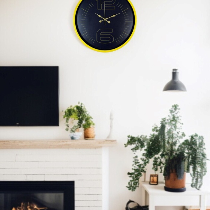 ® Yeni Ürün 36 Cm Sarı Dekoratif Duvar Saati