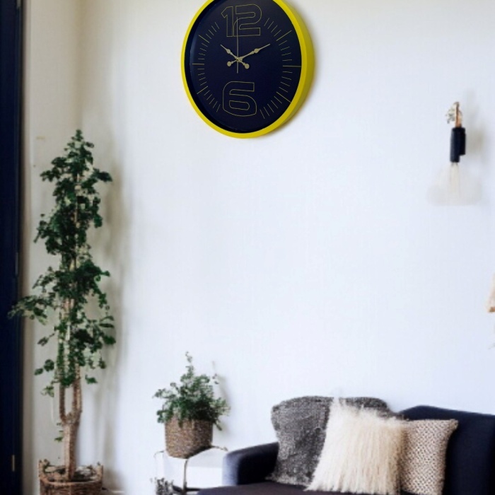 ® Yeni Ürün 36 Cm Sarı Dekoratif Duvar Saati