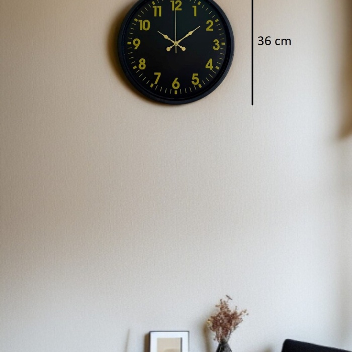 ® Yeni Ürün 36 Cm Siyah Standart Duvar Saati