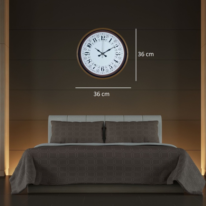 Kahverengi Motifli 36 Cm Duvar Saati
