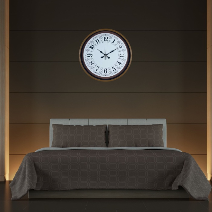 Kahverengi Motifli 36 Cm Duvar Saati