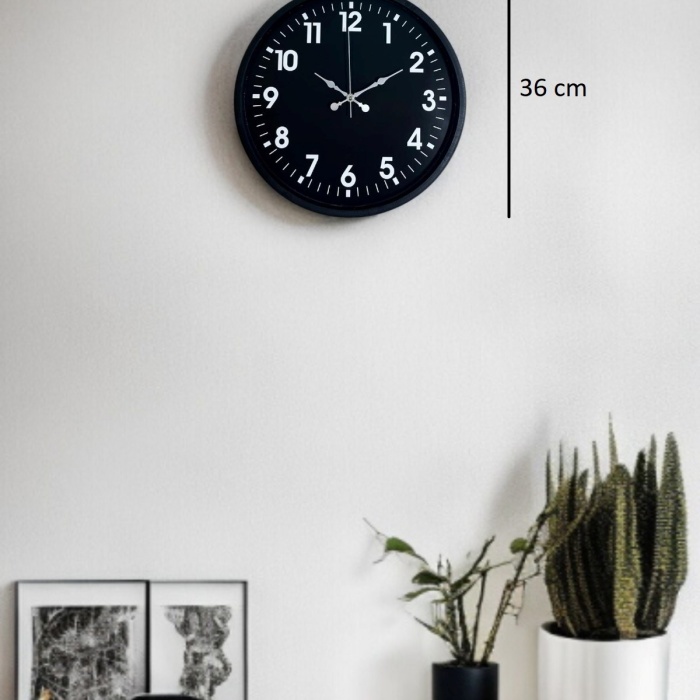 ® Yeni Ürün 36 Cm Siyah Modern Duvar Saati