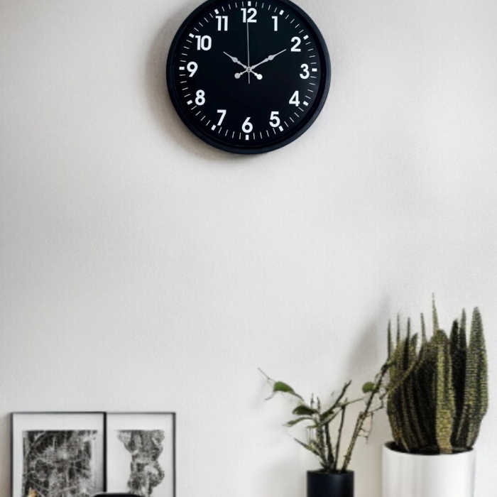 ® Yeni Ürün 36 Cm Siyah Modern Duvar Saati