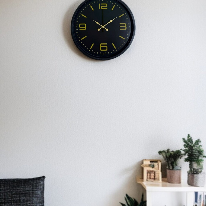 ® Yeni Ürün 36 Cm Siyah Modern Duvar Saati