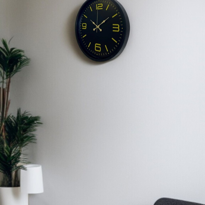 ® Yeni Ürün 36 Cm Siyah Modern Duvar Saati