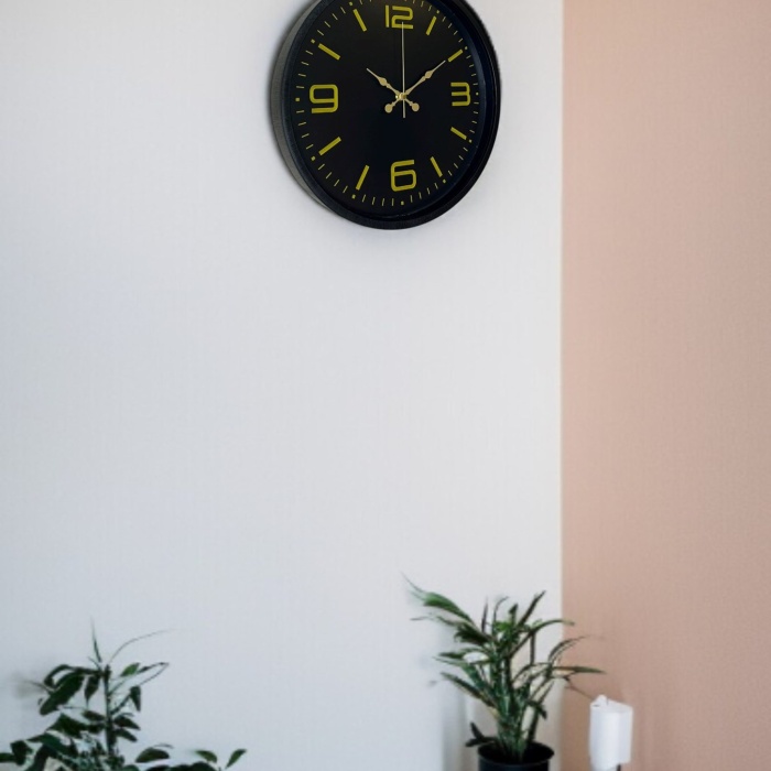 ® Yeni Ürün 36 Cm Siyah Modern Duvar Saati