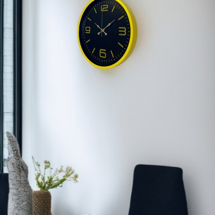 ® Yeni Ürün 36 Cm Sarı Dekoratif Duvar Saati