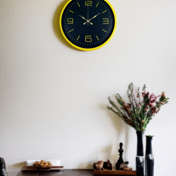 ® Yeni Ürün 36 Cm Sarı Dekoratif Duvar Saati