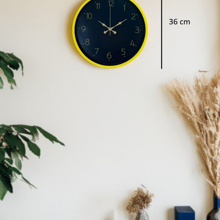 ® Yeni Ürün 36 Cm Sarı Şık Duvar Saati
