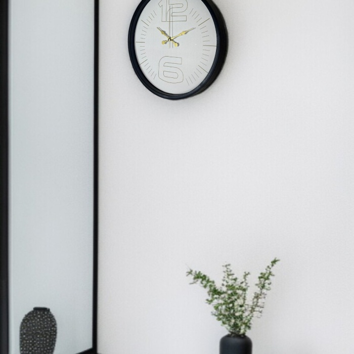 ® Yeni Ürün 36 Cm Siyah Sade Zarif Duvar Saati