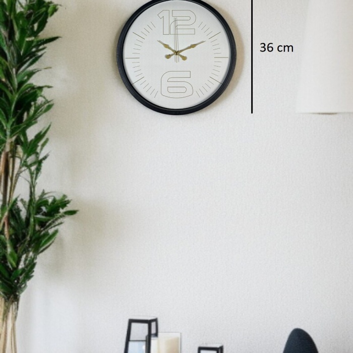 ® Yeni Ürün 36 Cm Siyah Sade Zarif Duvar Saati