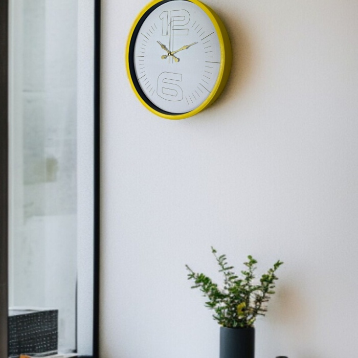 ® Yeni Ürün 36 Cm Sarı Dekoratif Duvar Saati