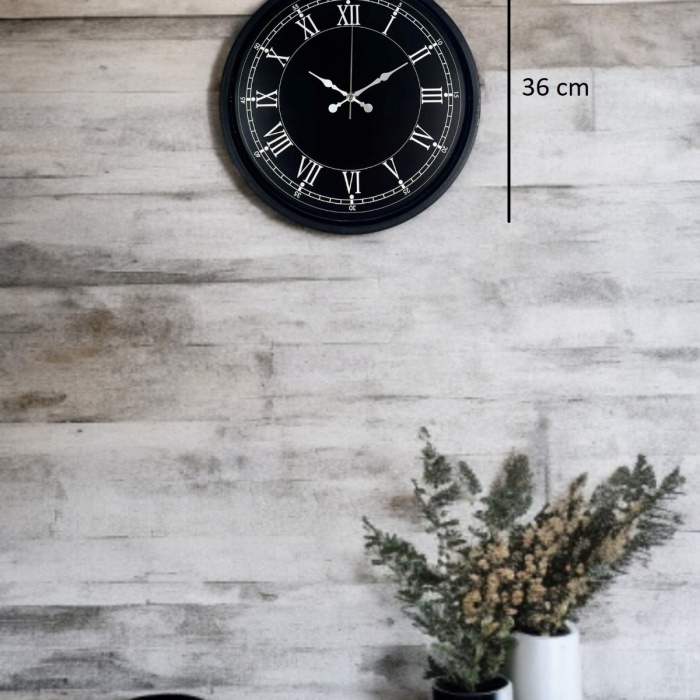 ® Yeni Ürün 36 Cm Modern Siyah Duvar Saati