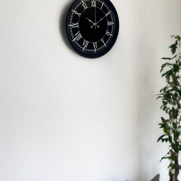 ® Yeni Ürün 36 Cm Modern Siyah Duvar Saati