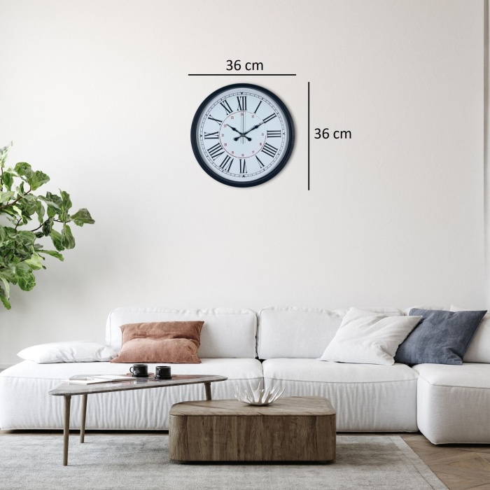 Siyah 36 Cm Roma Rakamlı Duvar Saati