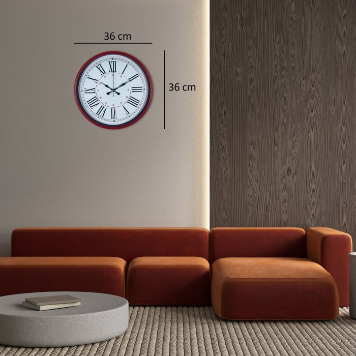 Kırmızı 36 Cm Duvar Saati