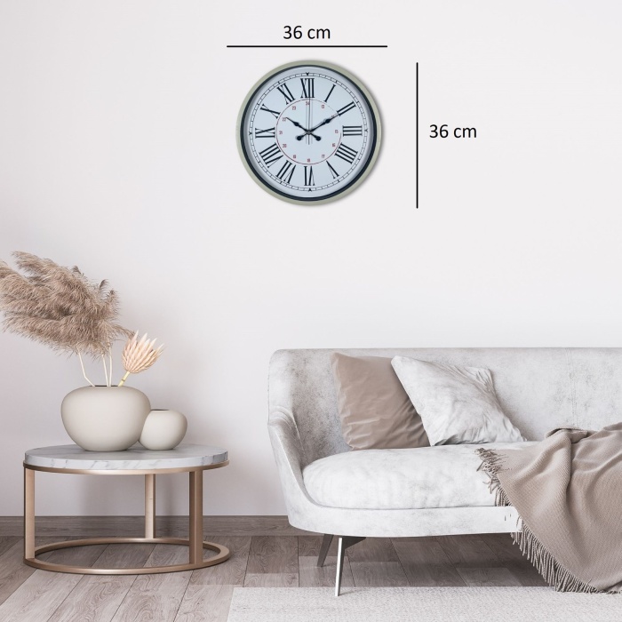 Krem 36 Cm Dekoratif Modern Duvar Saati