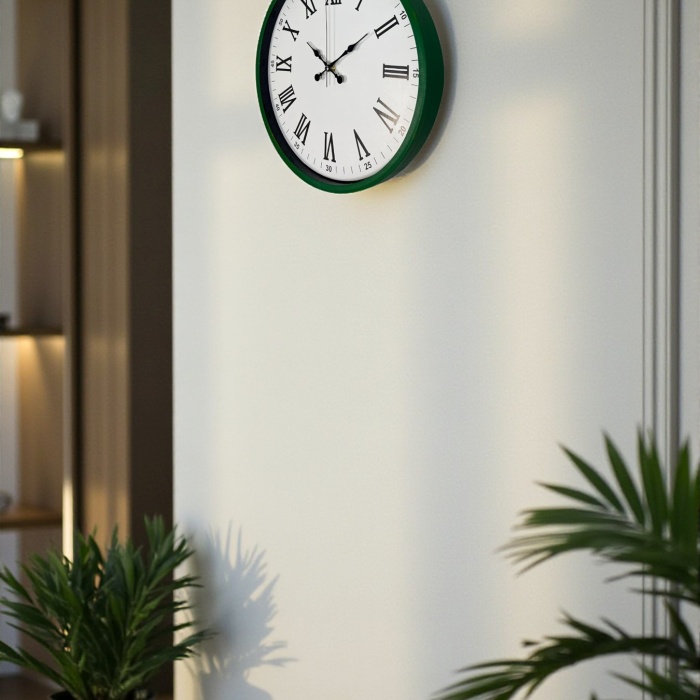 ® Yeni Ürün 36 Cm Yeşil Roma Rakamlı Duvar Saati
