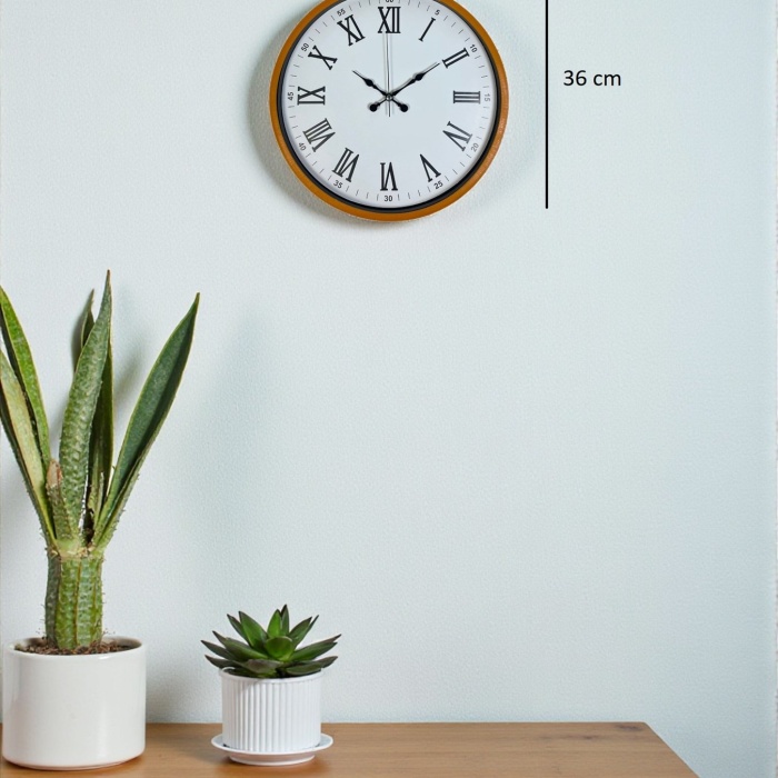 ® Yeni Ürün 36 Cm Turuncu Roma Rakamlı Duvar Saati
