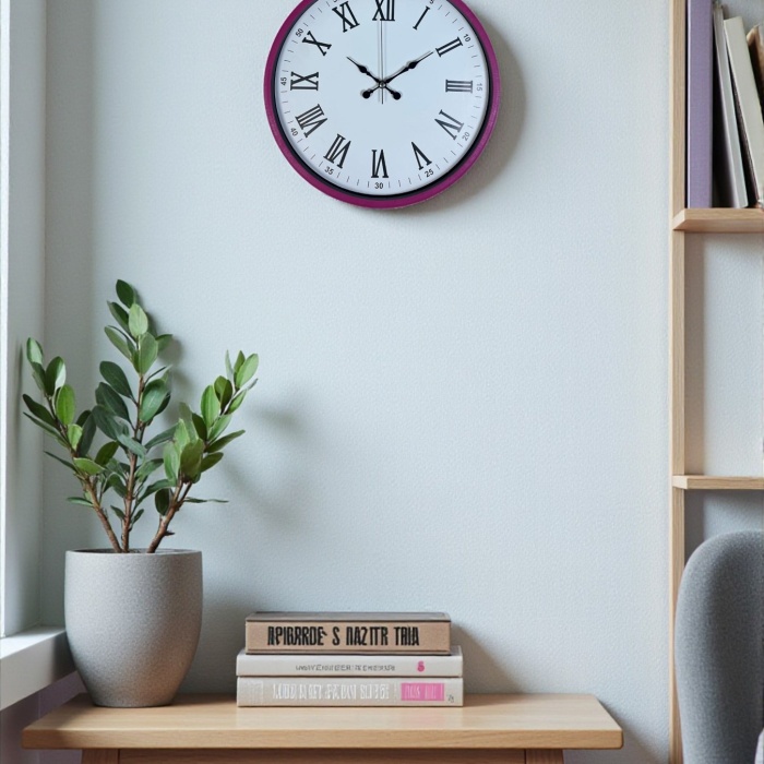 ® Yeni Ürün 36 Cm Pembe Roma Rakamlı Duvar Saati