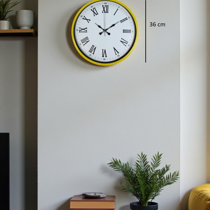 ® Yeni Ürün 36 Cm Sarı Roma Rakamlı Duvar Saati