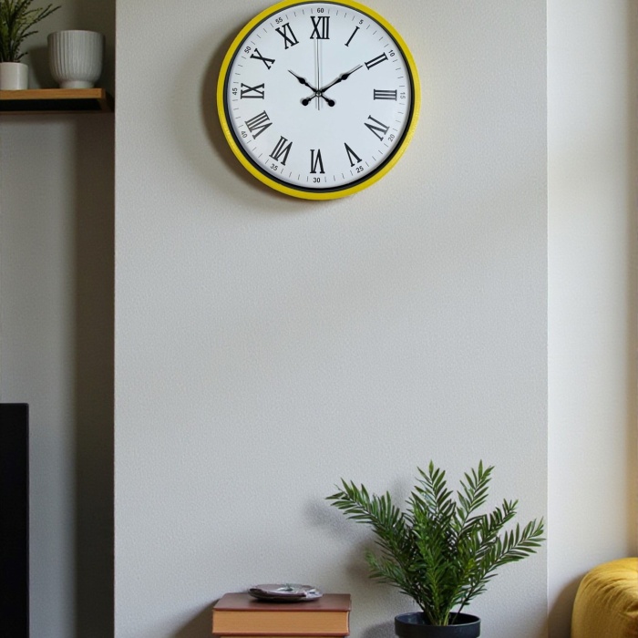 ® Yeni Ürün 36 Cm Sarı Roma Rakamlı Duvar Saati