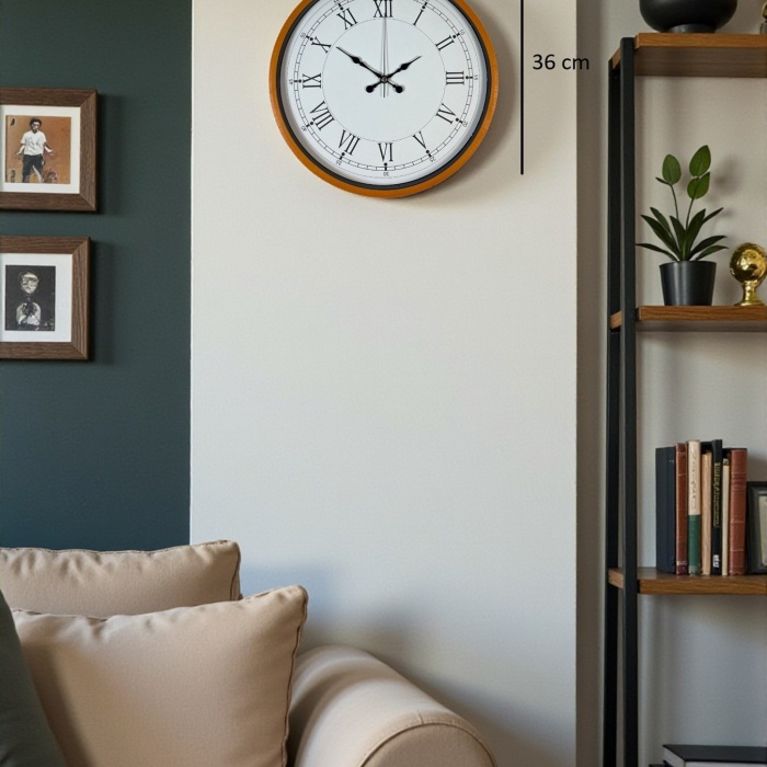 ® Yeni Ürün 36 Cm Standart Turuncu Duvar Saati