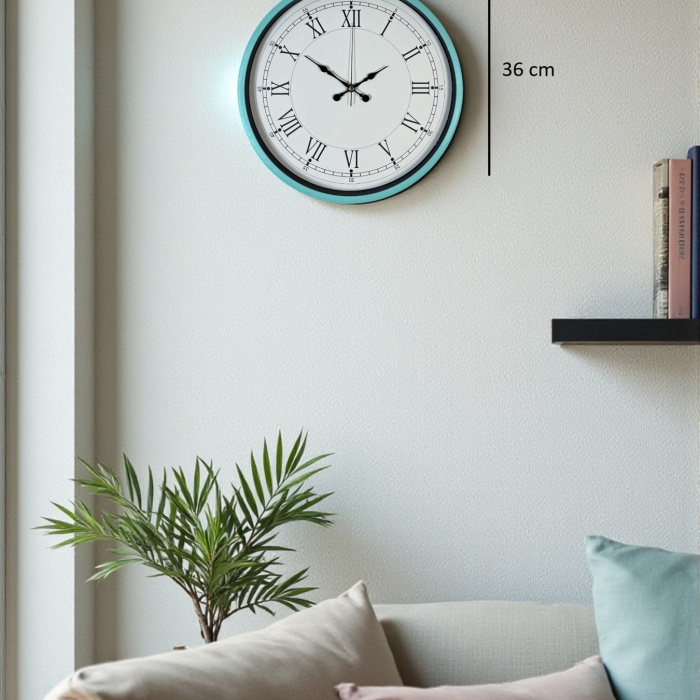 ® Yeni Ürün 36 Cm Turkuaz Dekoratif Duvar Saati