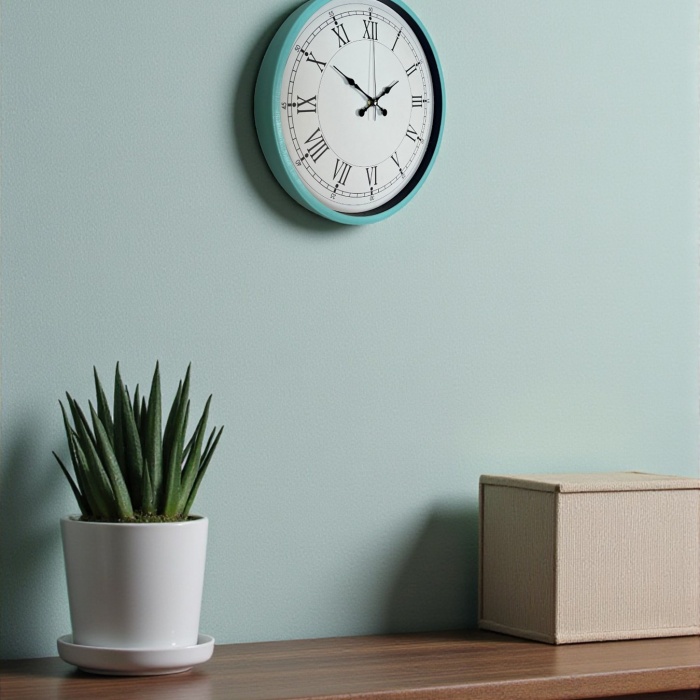 ® Yeni Ürün 36 Cm Turkuaz Dekoratif Duvar Saati